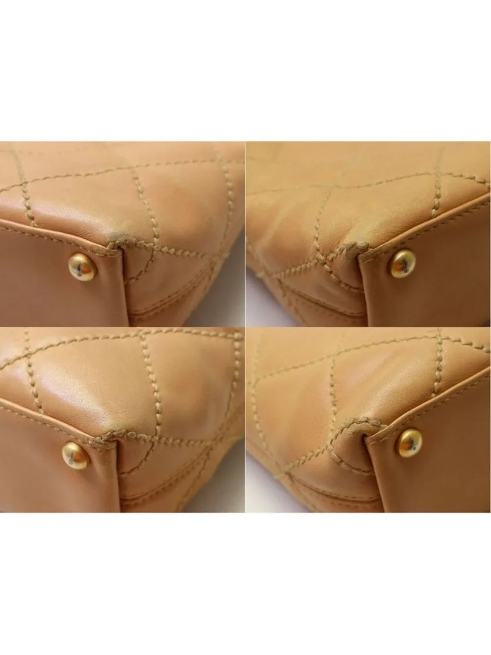 Chanel Wild Stitch Calfskin Beige Hand Tote Bag